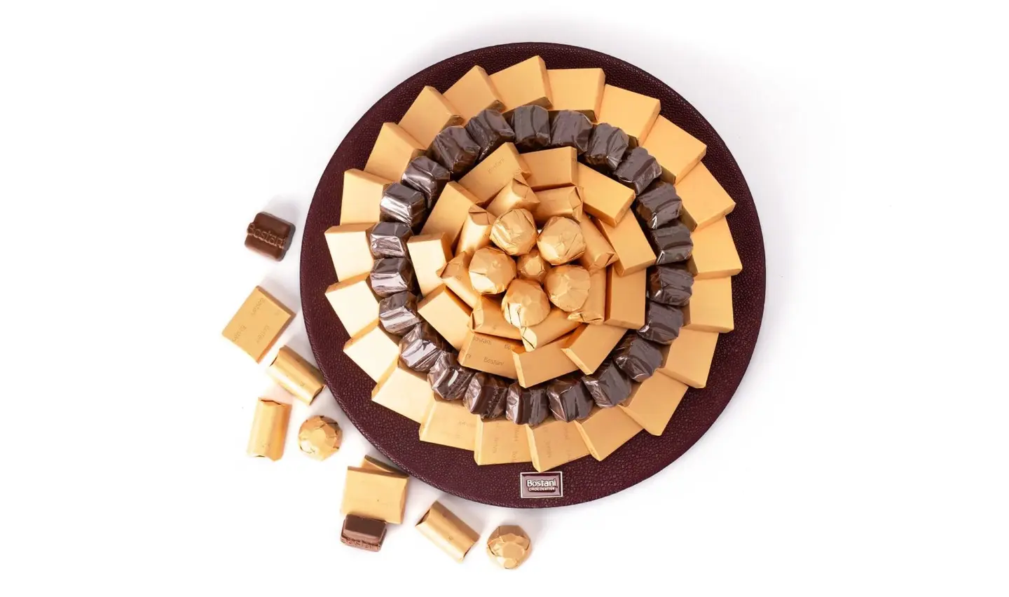 Maroon Round Leather Chocolate Tray – 900g