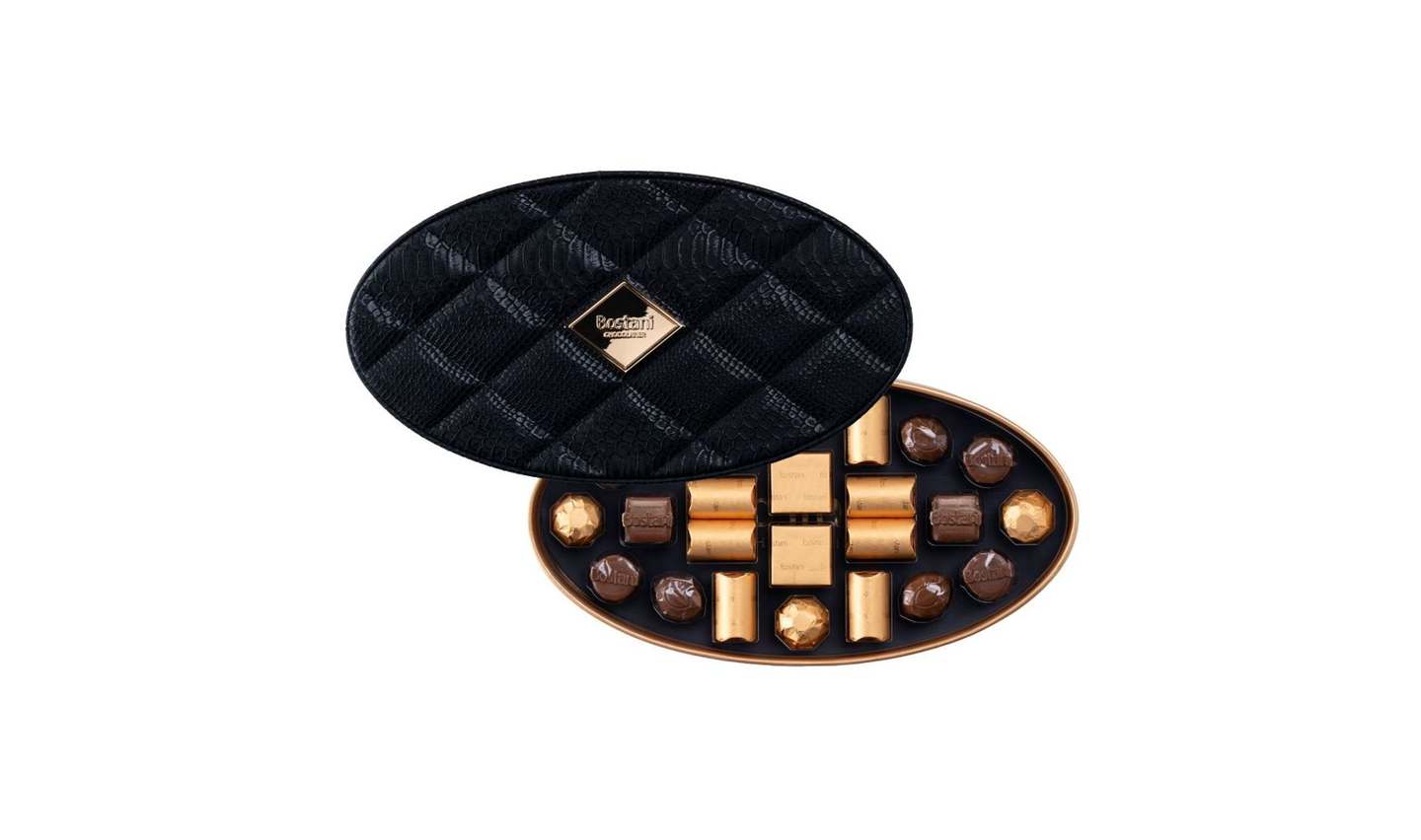 Black Oval Leather Box – 24 Pcs