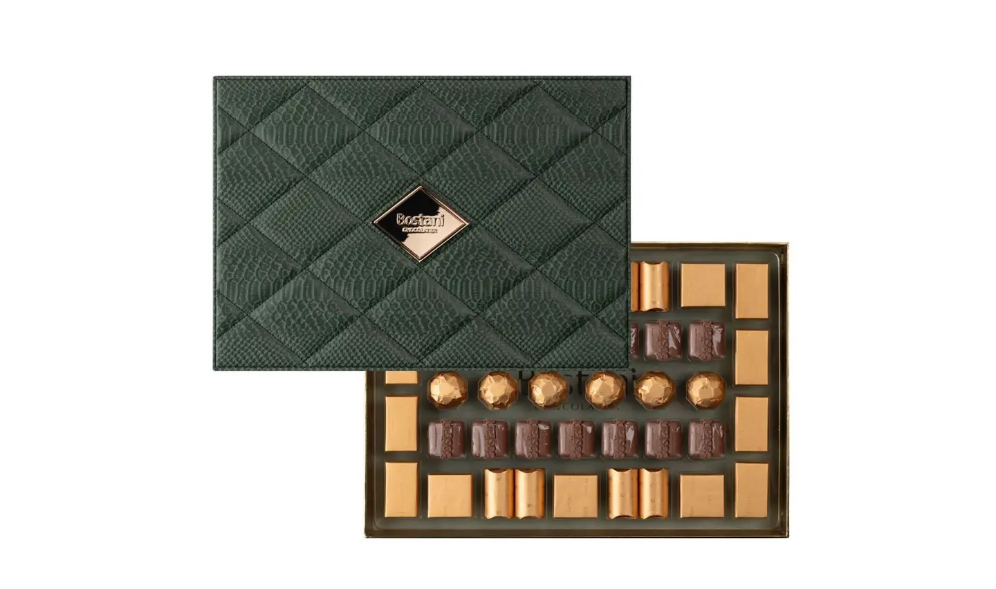 Dark Green Rectangular Leather Box – 42 Pcs