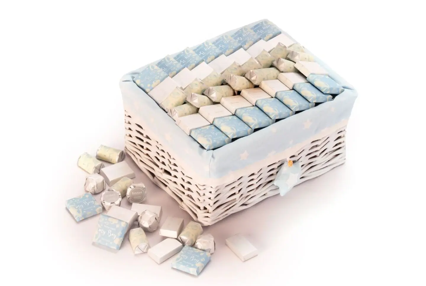 سلة مرحبًا بالمولود مستطيلة باللون الأزرق - 670 جرام