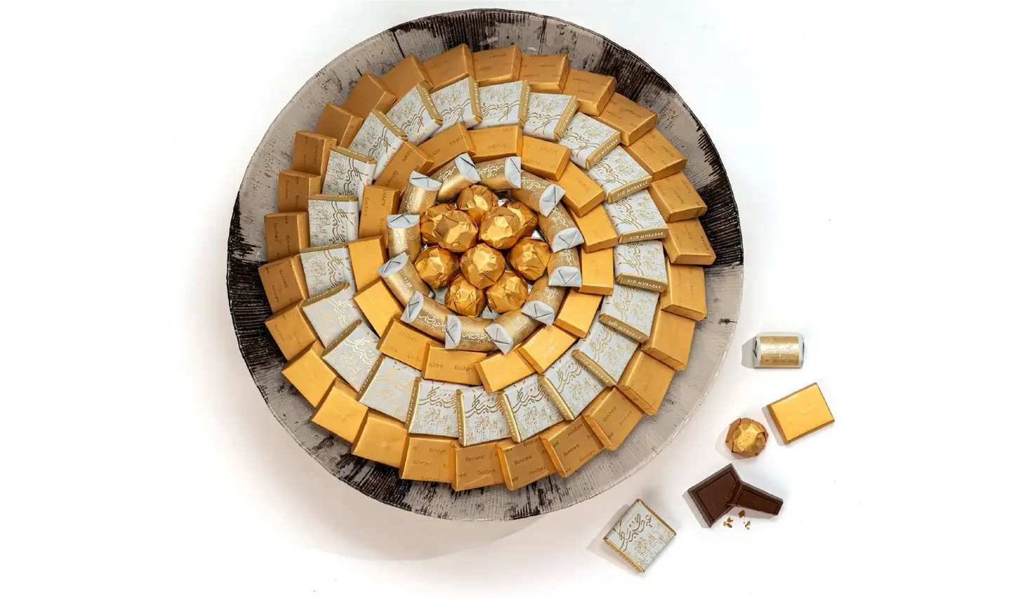 صينية العيد زجاج دائرية سوداء كبير