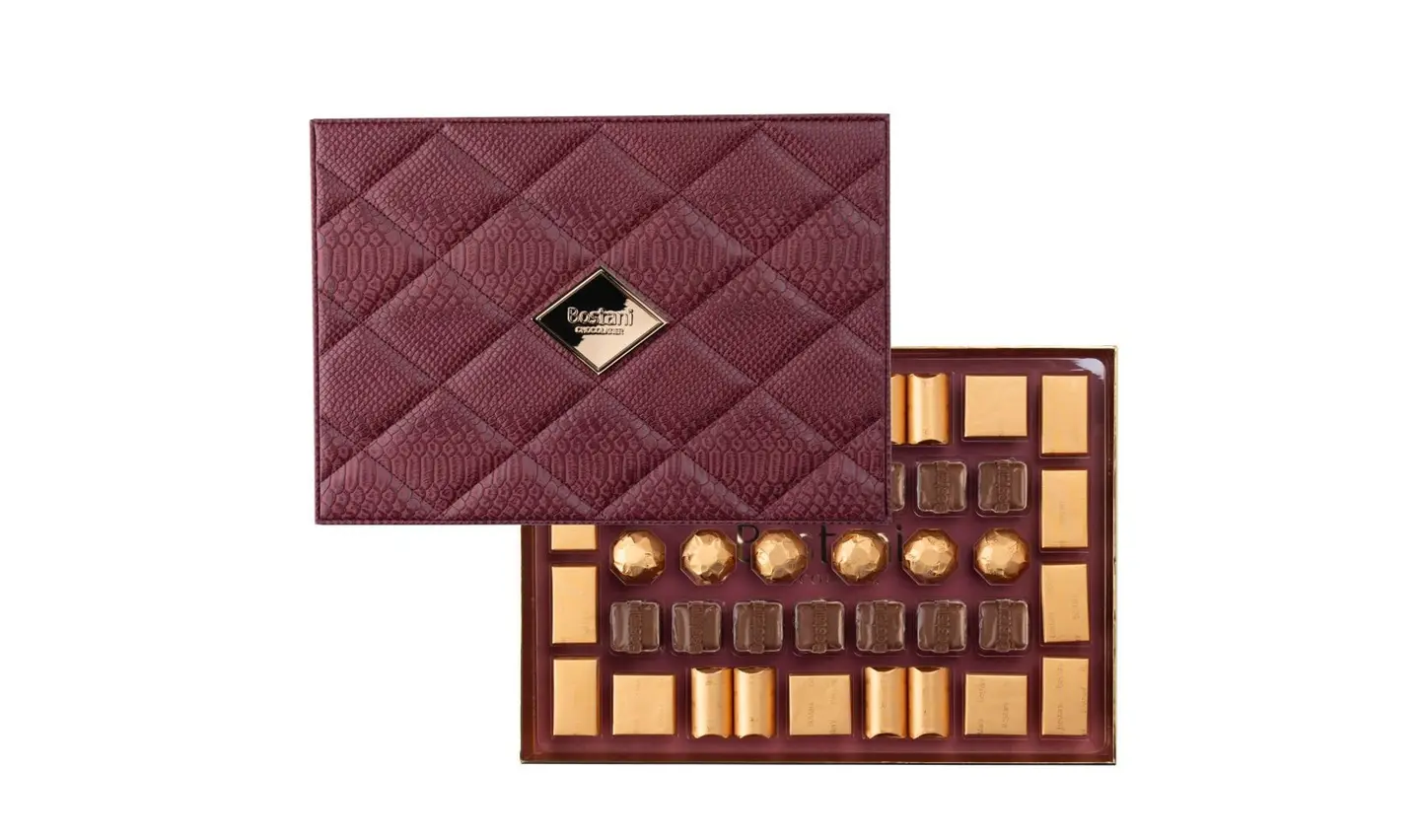 Maroon Rectangular Leather Box – 42 Pcs