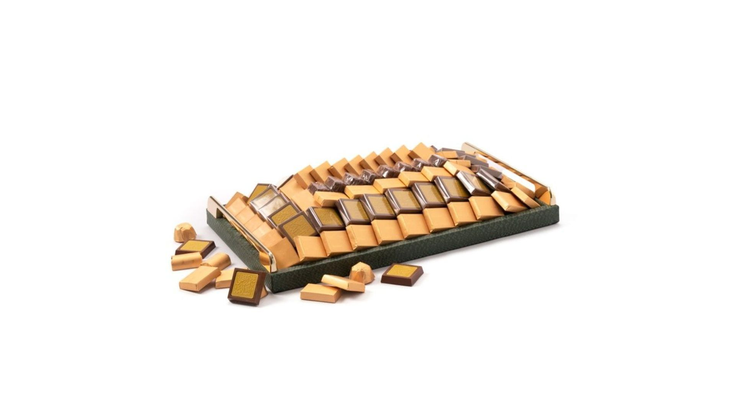 Get Well Soon Dark Green Leather Tray With Handles – 1440g