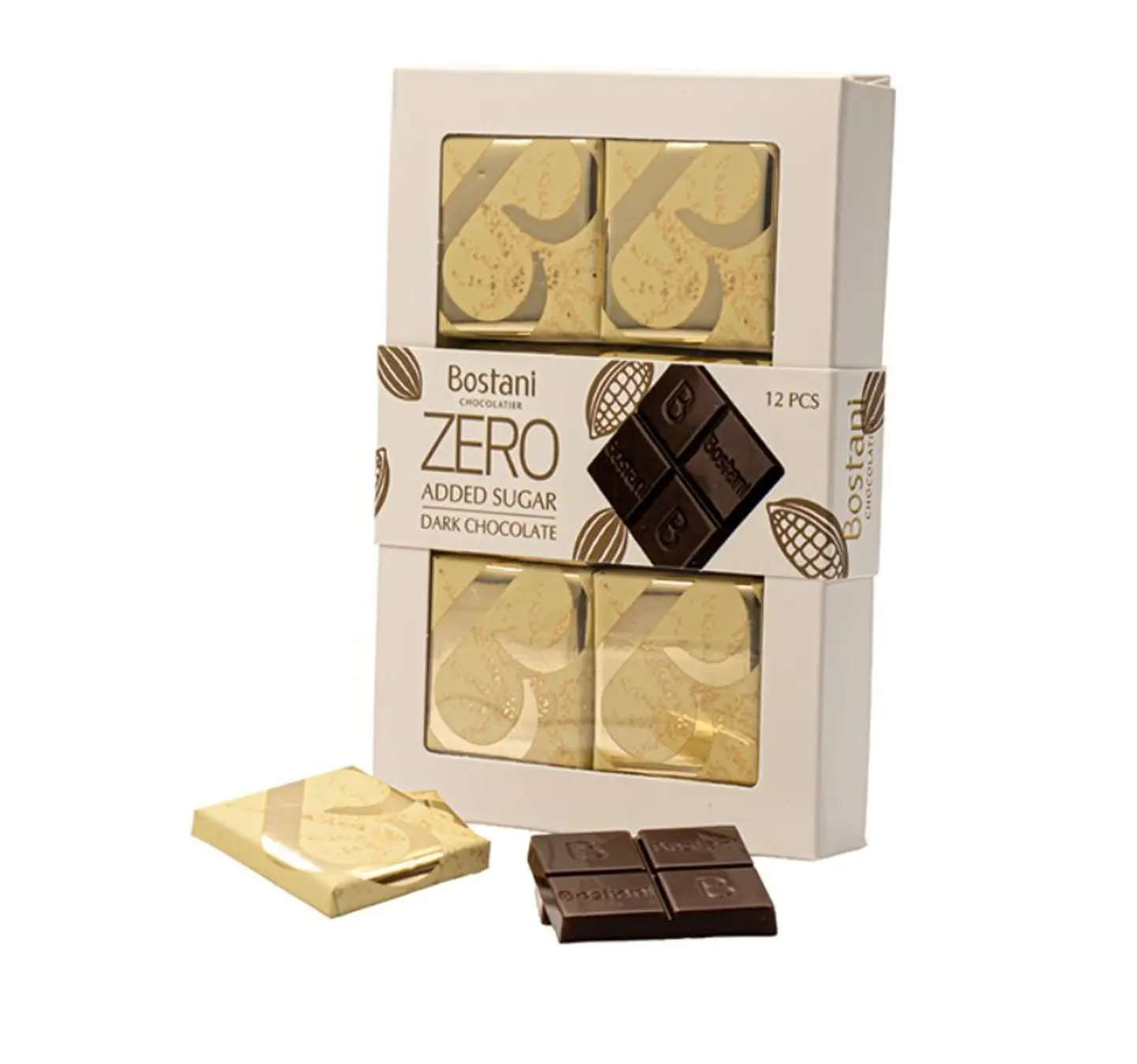 علبة شوكولاتة داكنة صغيرة ( بدون سكر مضاف ) - 12 قطعة