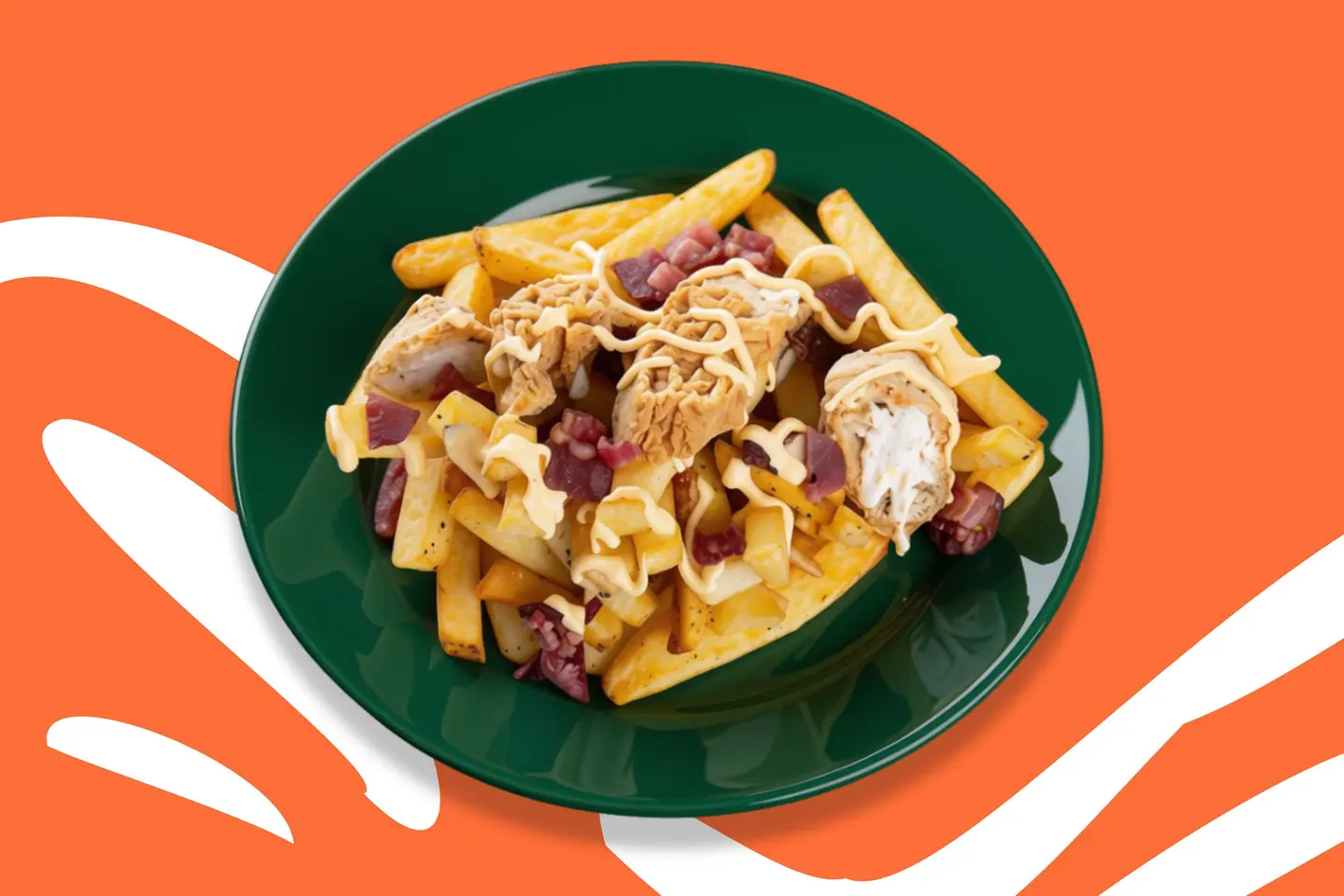 Beef Bacon And Chicken Bits With Cheese Fries