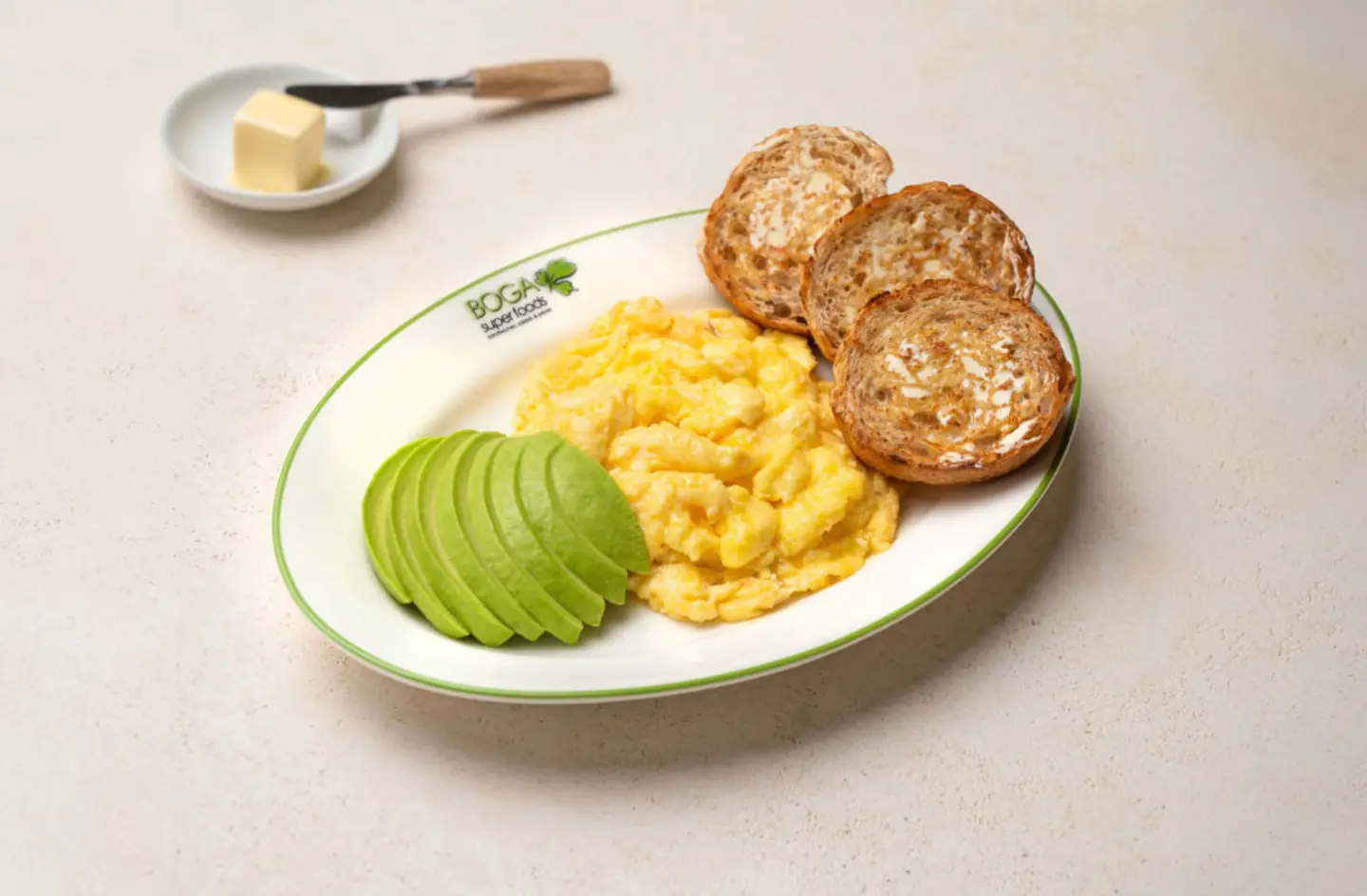 Scrambled Eggs Avocado And Buttered Toast