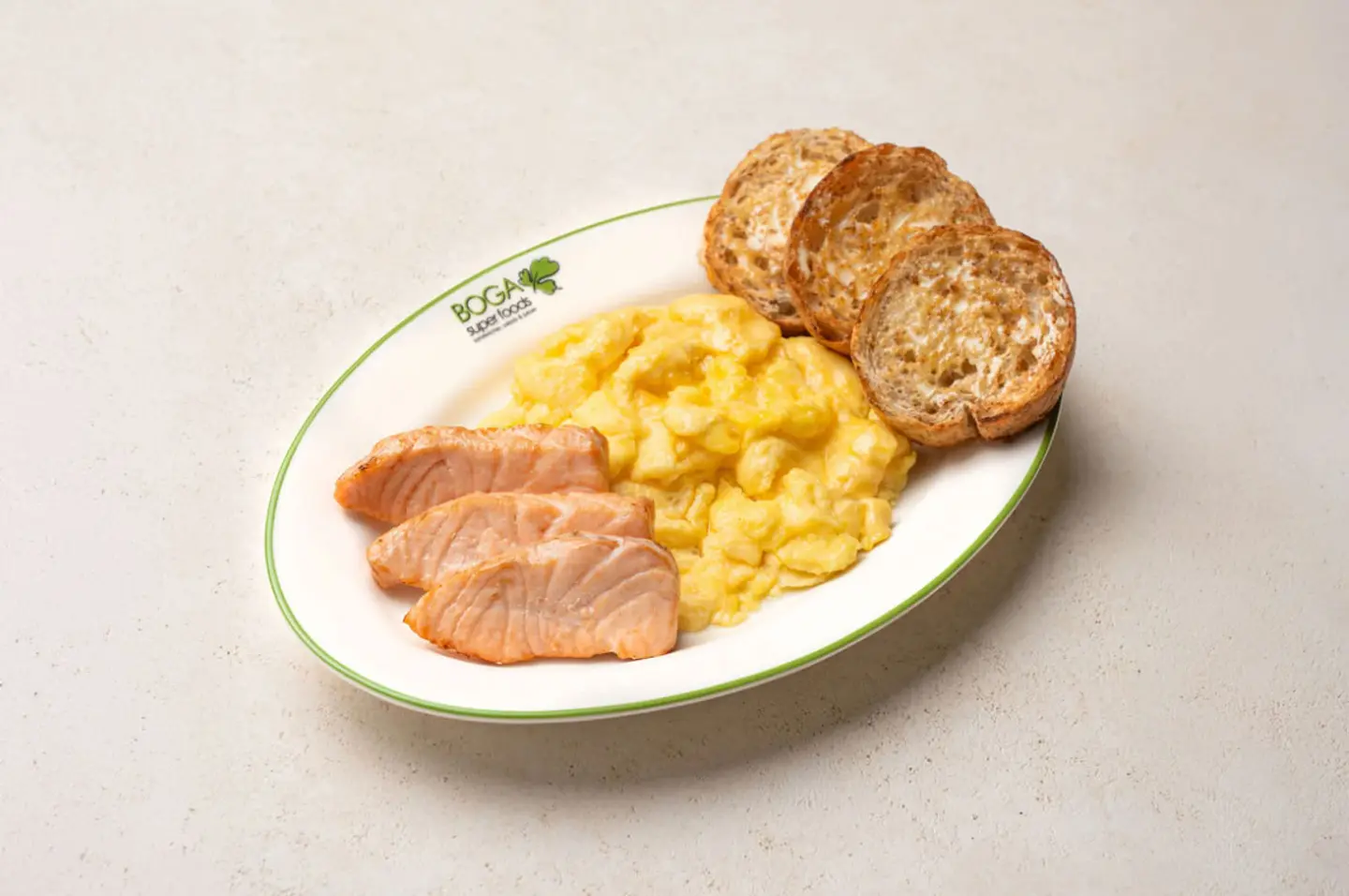 Scrambled Eggs Salmon And Buttered Toast