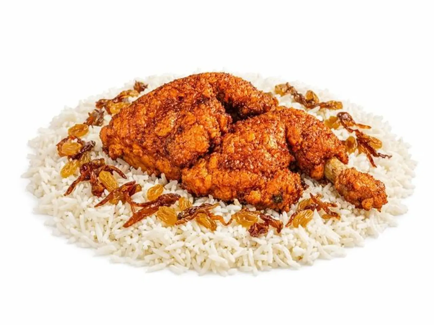 نص حبة دجاج مقلي أرز شعبي
