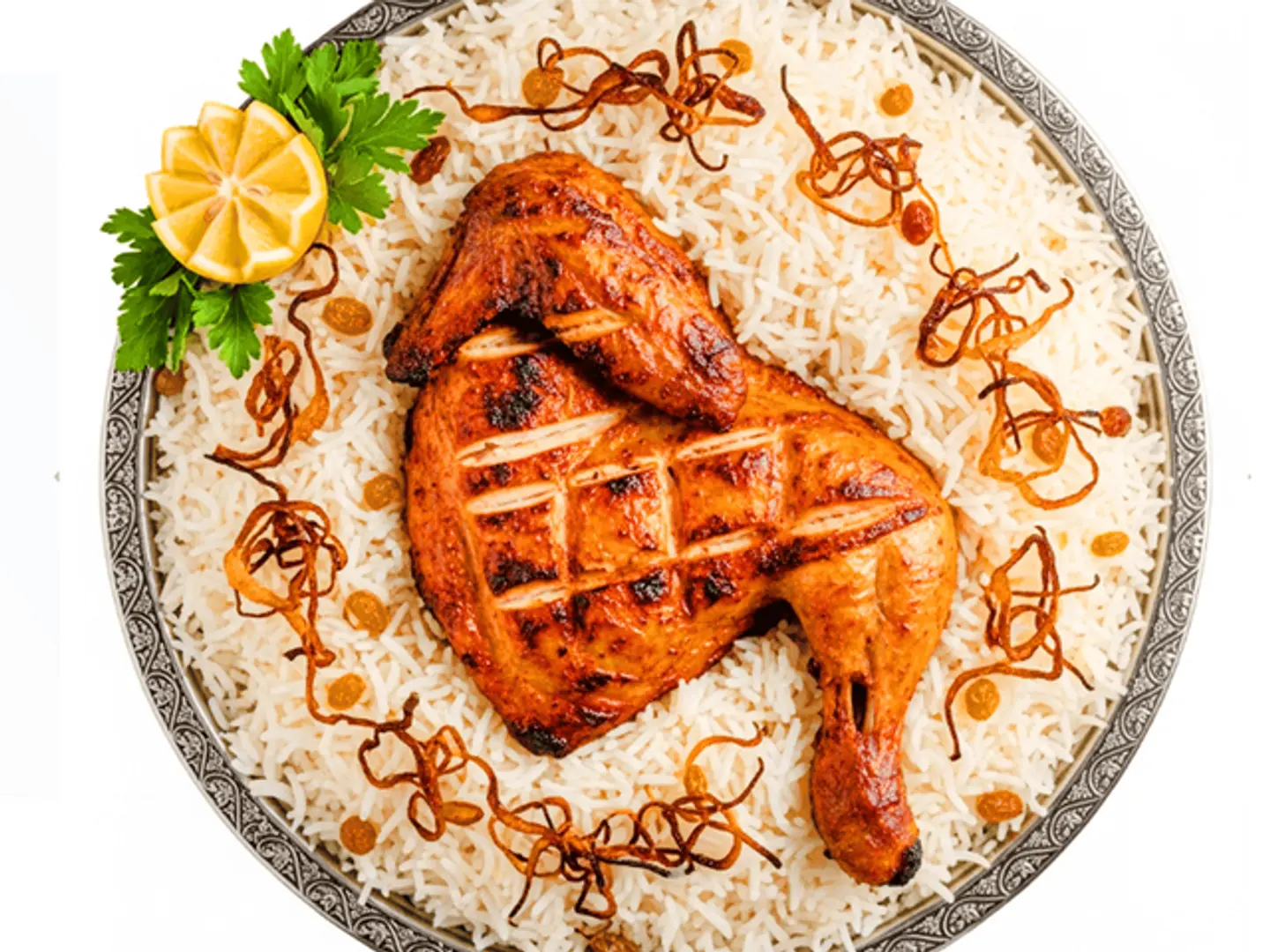 نص دجاج مشوي ارز بشاور