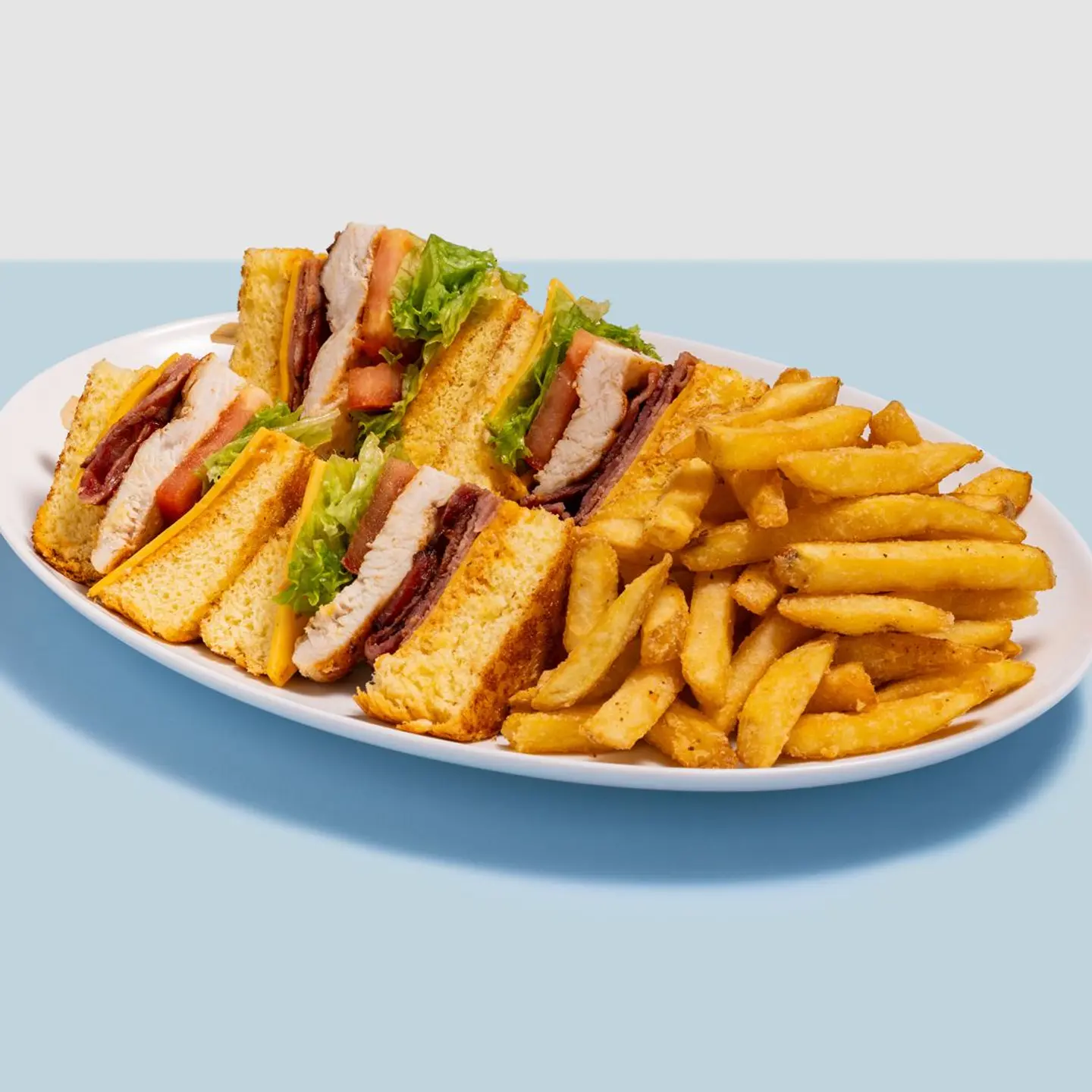 South Western Club Sandwich With Fries