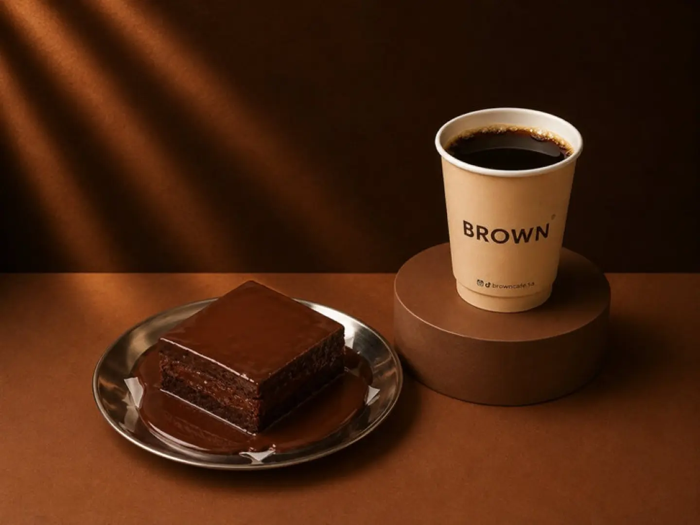 Coffee Of The Day And Golden Chocolate Cake