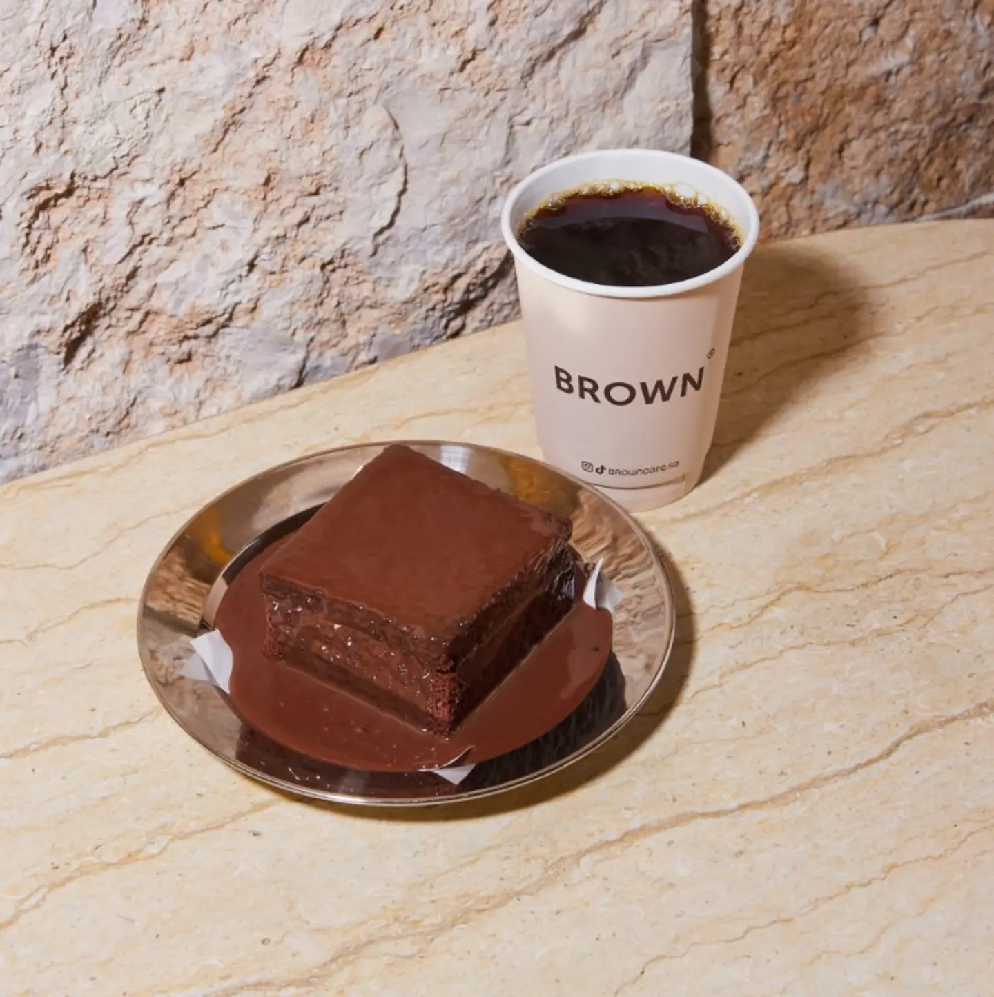 Coffee Of The Day And Golden Chocolate Cake