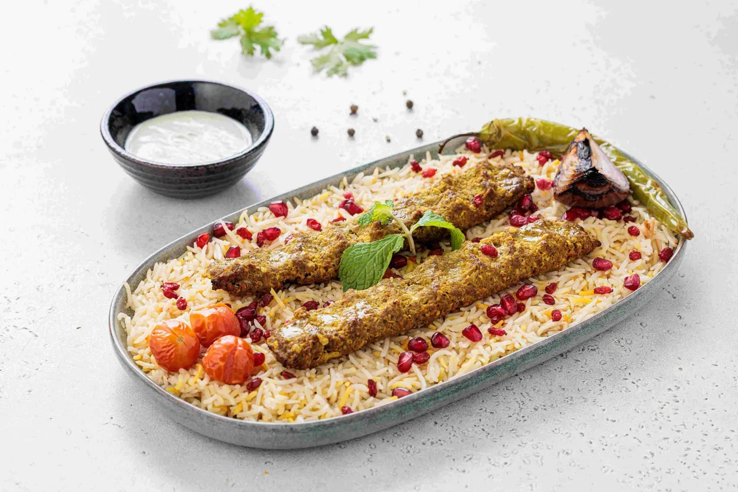 Zereshek Pilaf Chelo Kebab Yogurt Mint