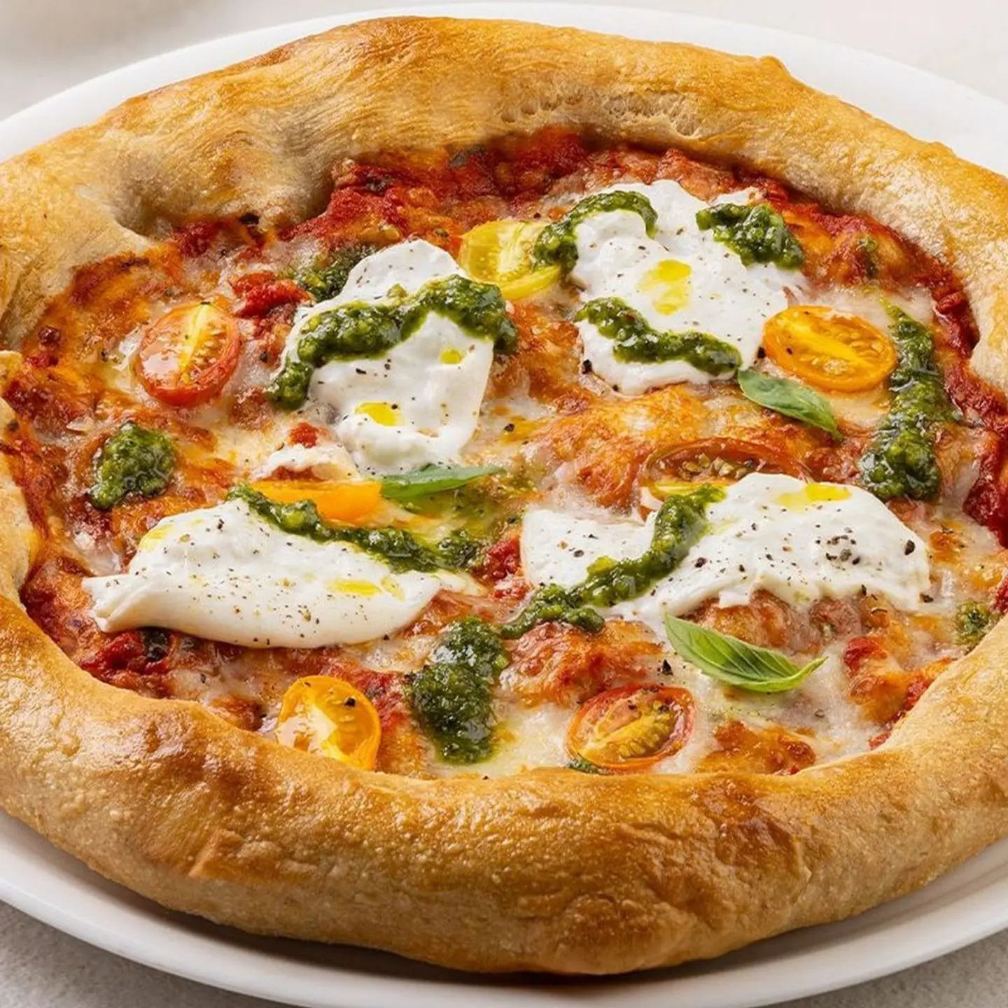 بيتزا بوراتا وبيستو الفستق