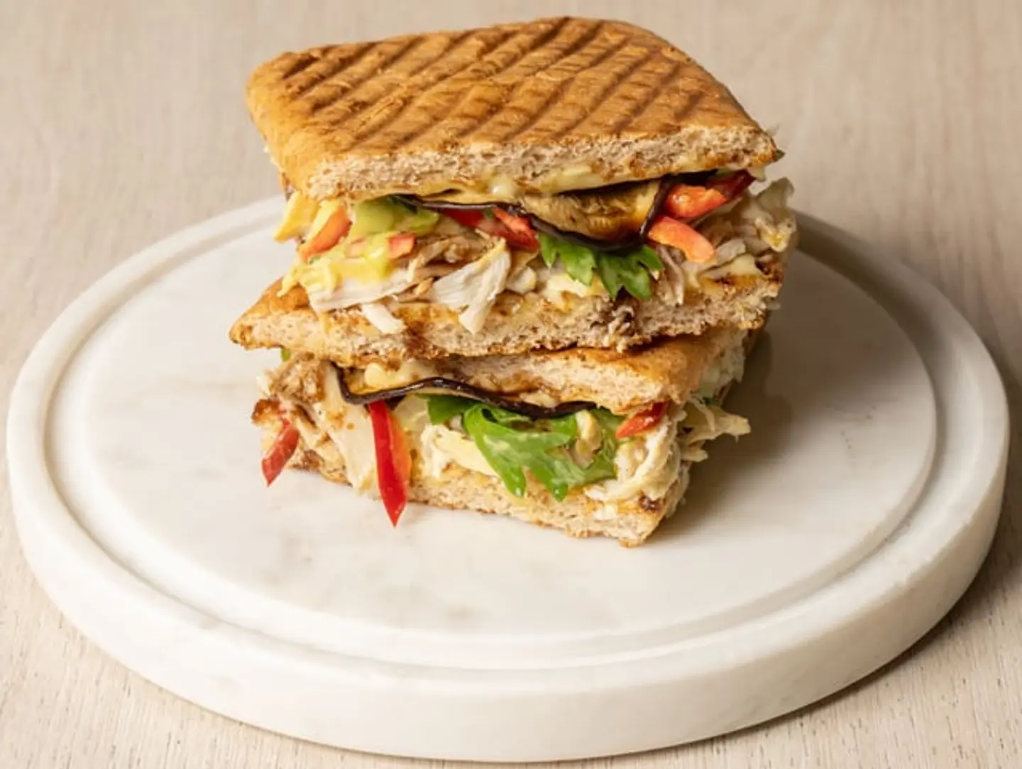 Mediterranean Eggplant Chicken Flatbread