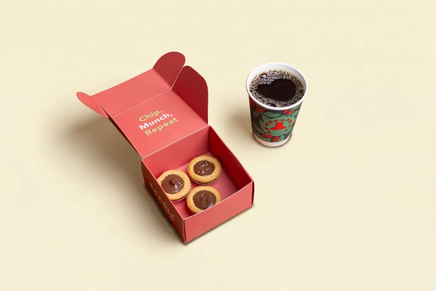 Mini Nutella Cup With Coffee Of The Day Hot