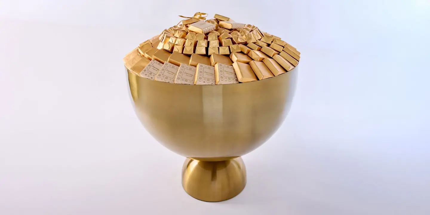 Large Gold Plated Stainless Steel Chocolate Vase