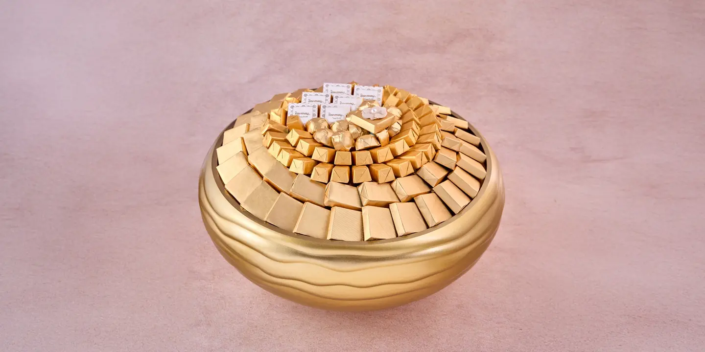 Large Gold Wrapped Chocolate Vase