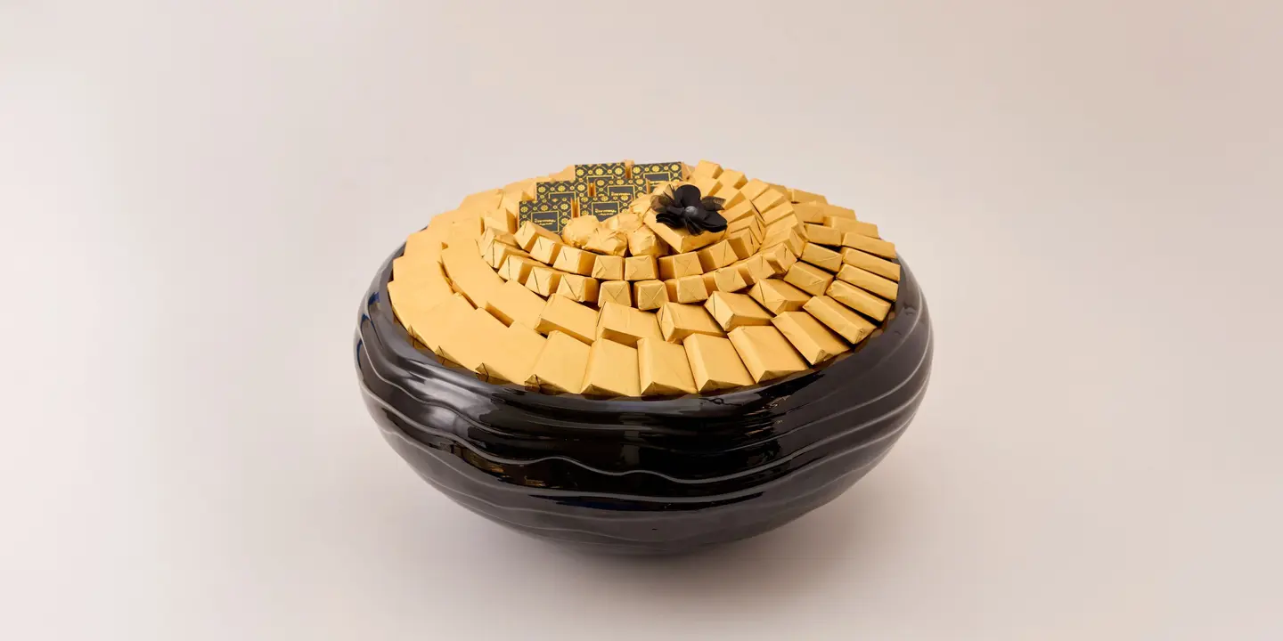 Large Black Chocolate Wrapper Vase