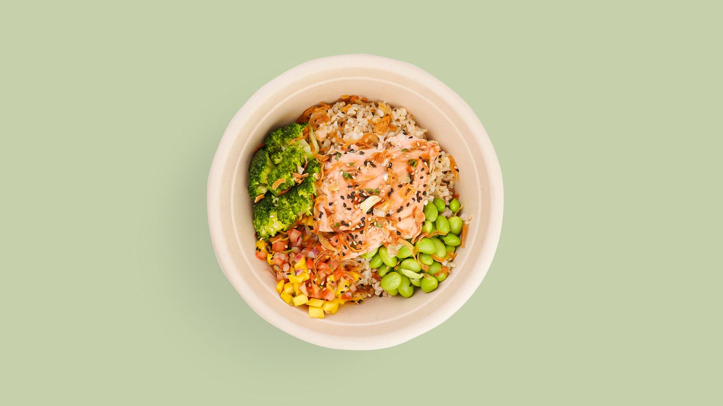 Teriyaki Salmon Rice Bowl 570 Kcal