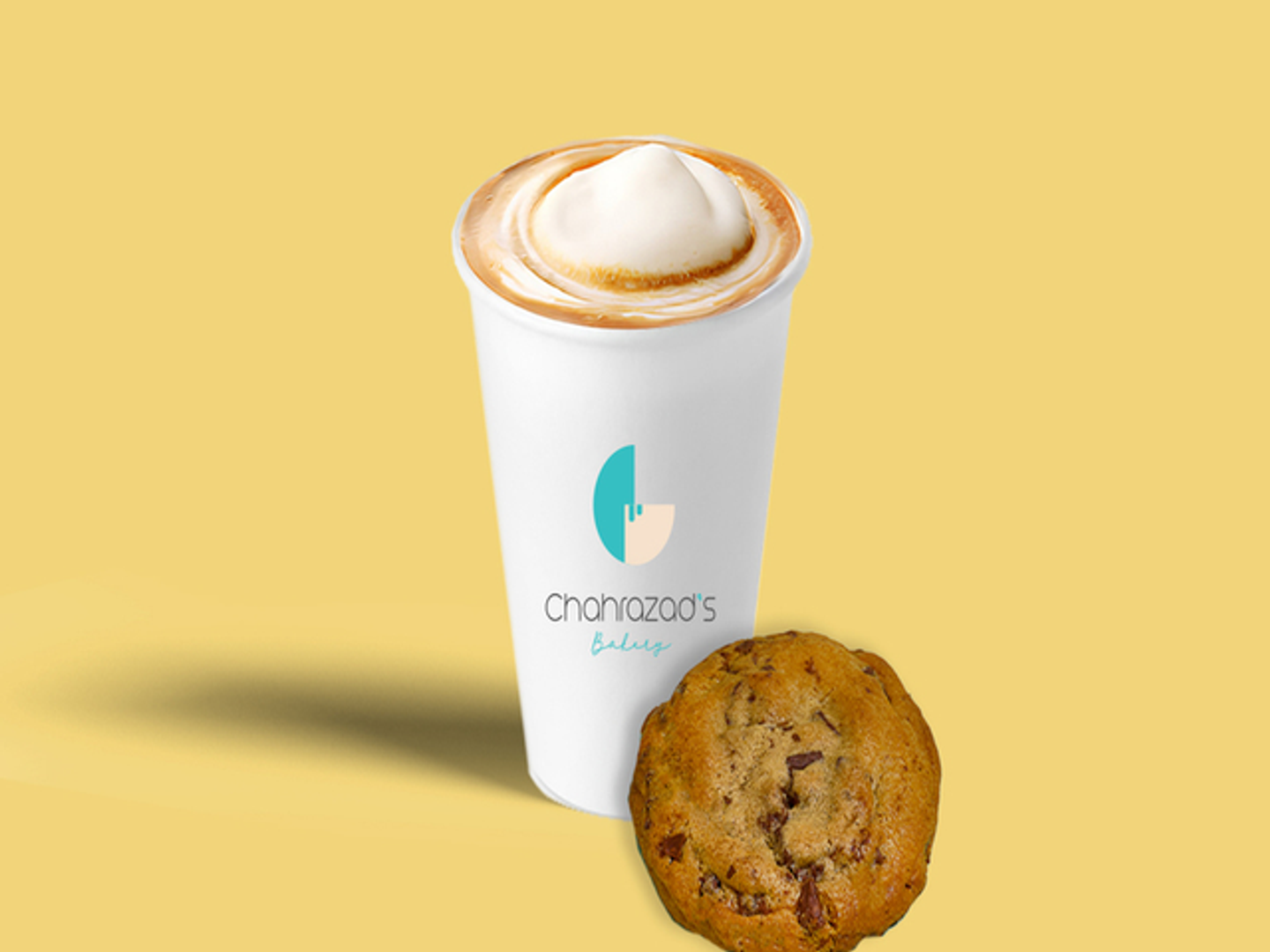 كوكي مع قهوة فلات وايت