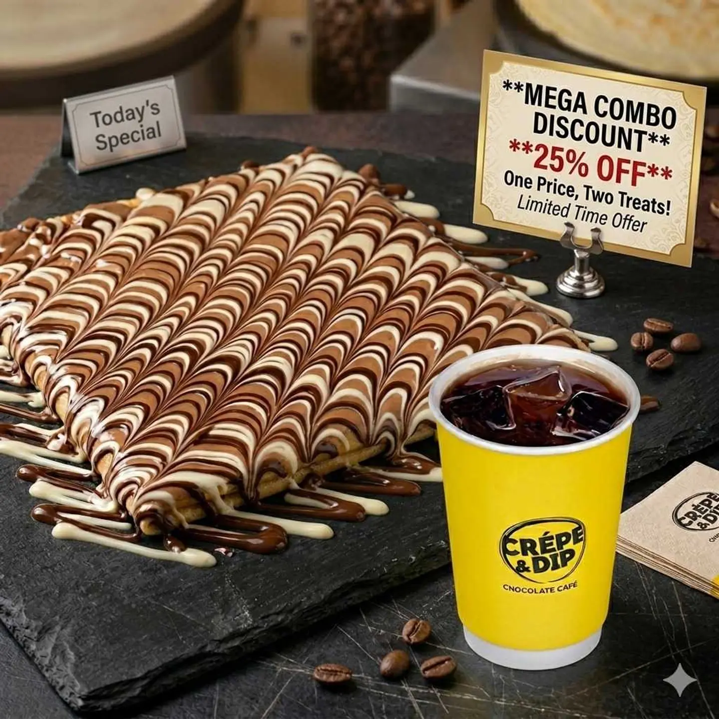 Combo For 1: Triple Chocolate Crepe + Americano