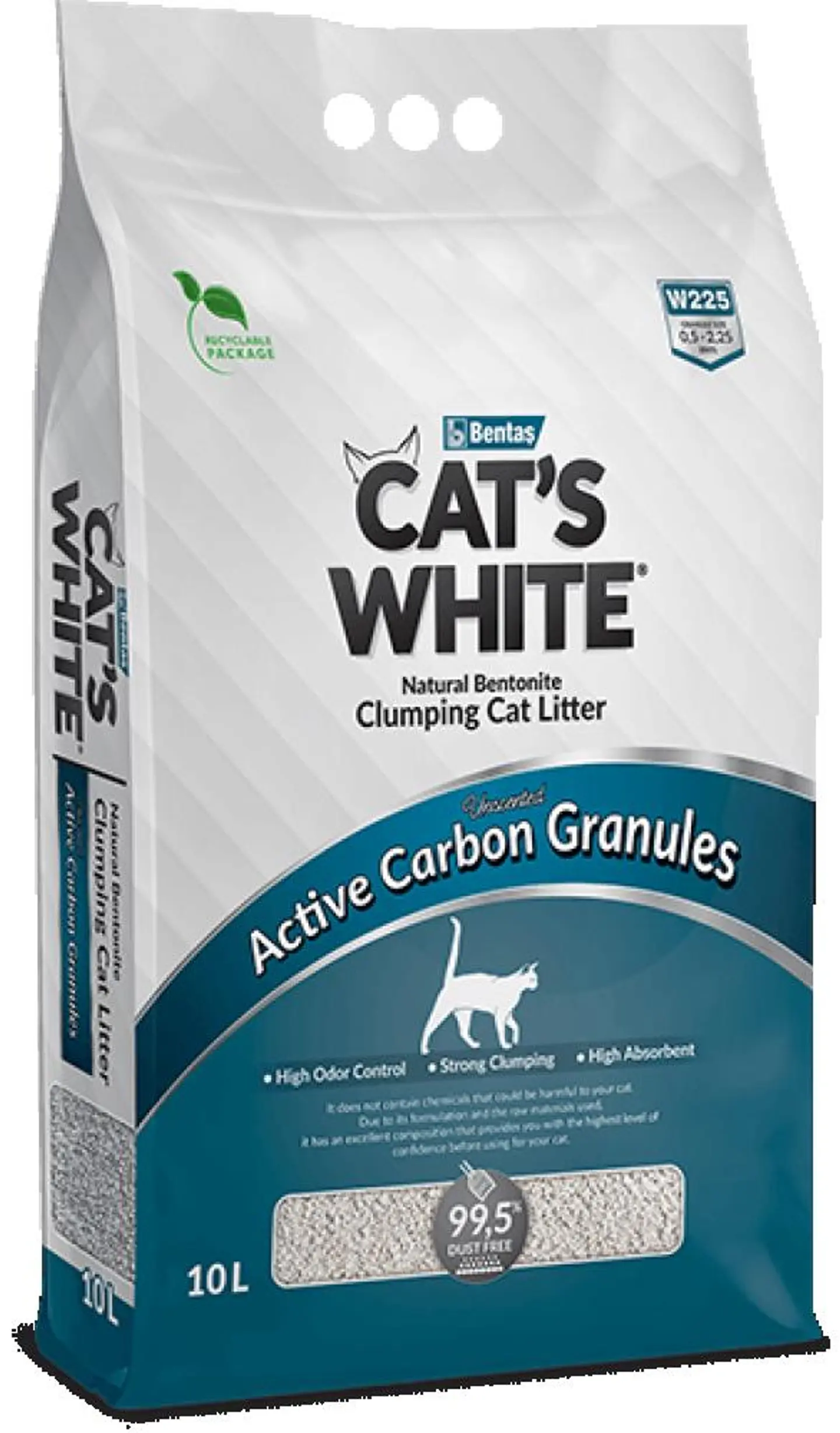 Cat White Natural Cat Litter With Carbon 10 L