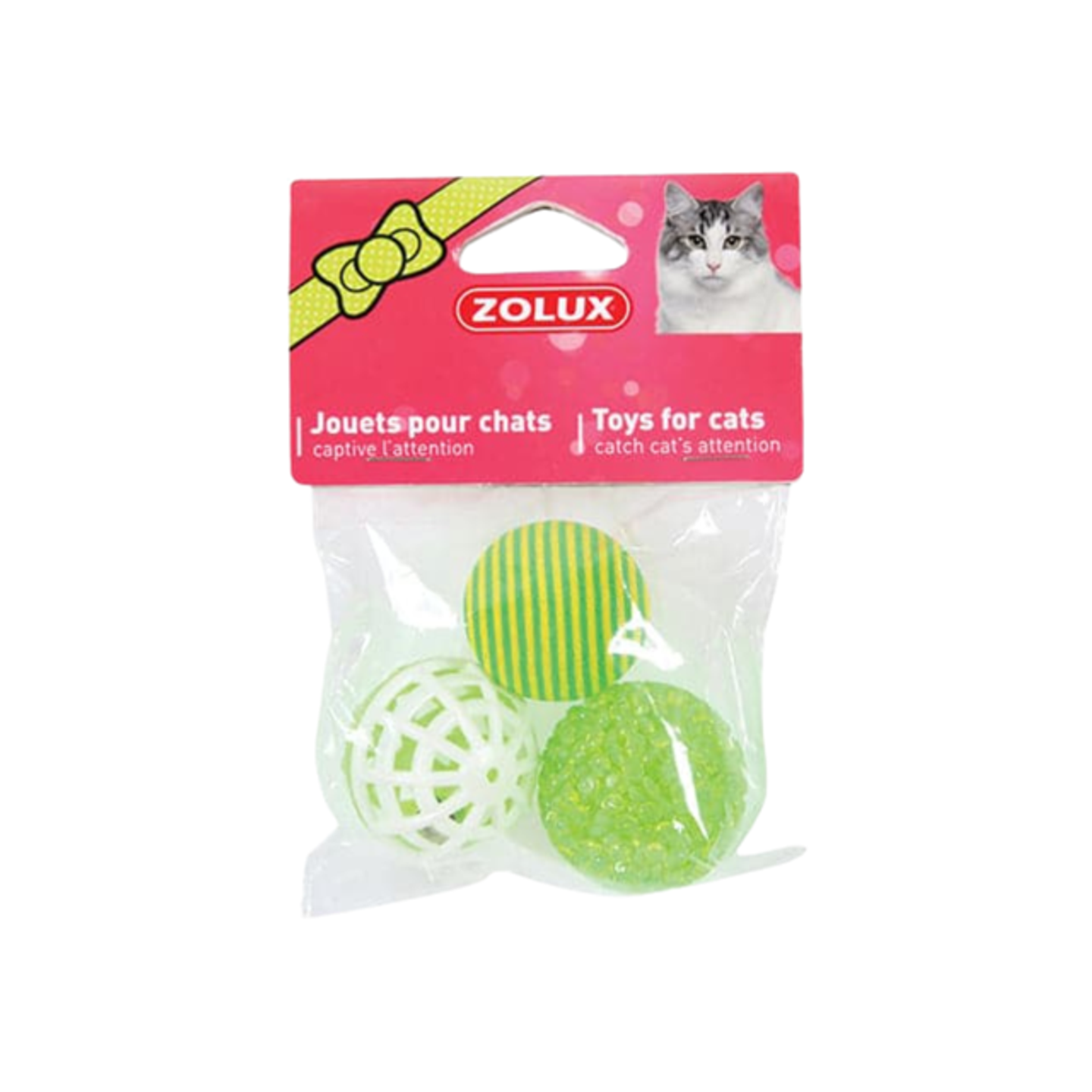 Zolux 3 Assorted Balls For Cats 4cm