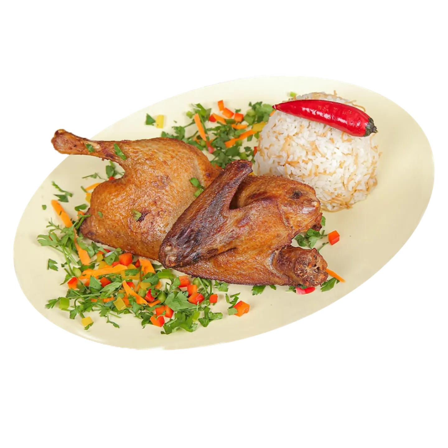 Quarter Duck With Rice And Vegetabl