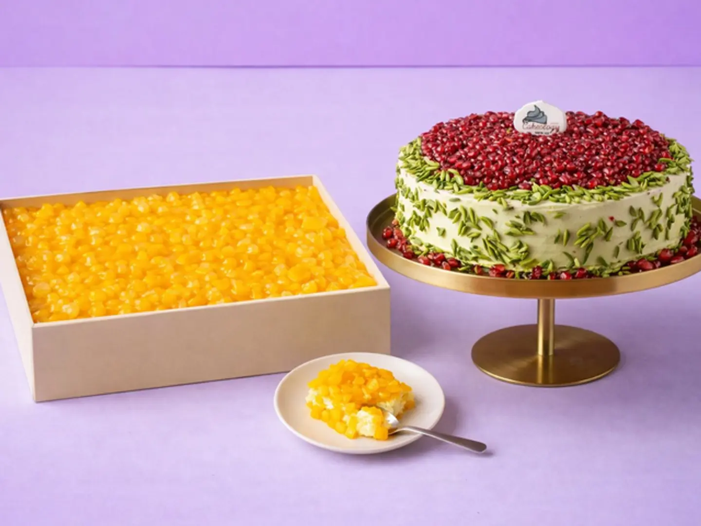 Pomegranate Cake With Mango Truffle