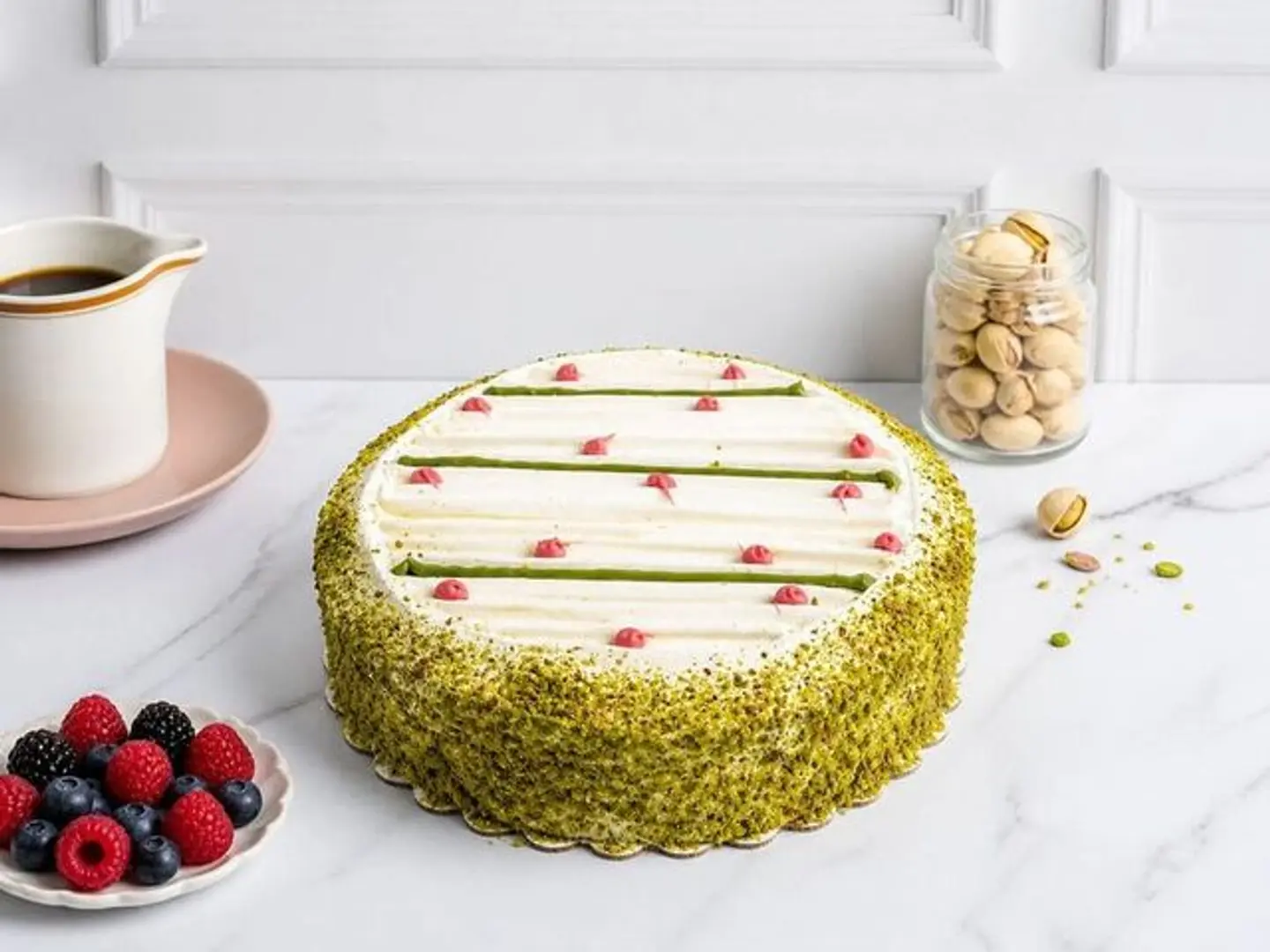 Strawberry Pistachio Ice Cream Cake