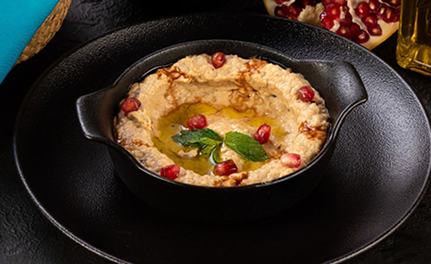 Mutabal With Pomegranate Molasses