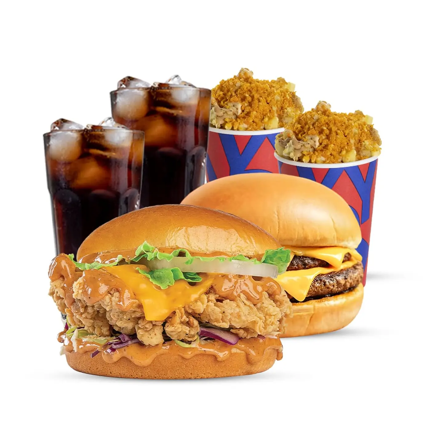 كريسبي برجر+ دبل لحم + 2 شيتوس كراي + 2 مشروب