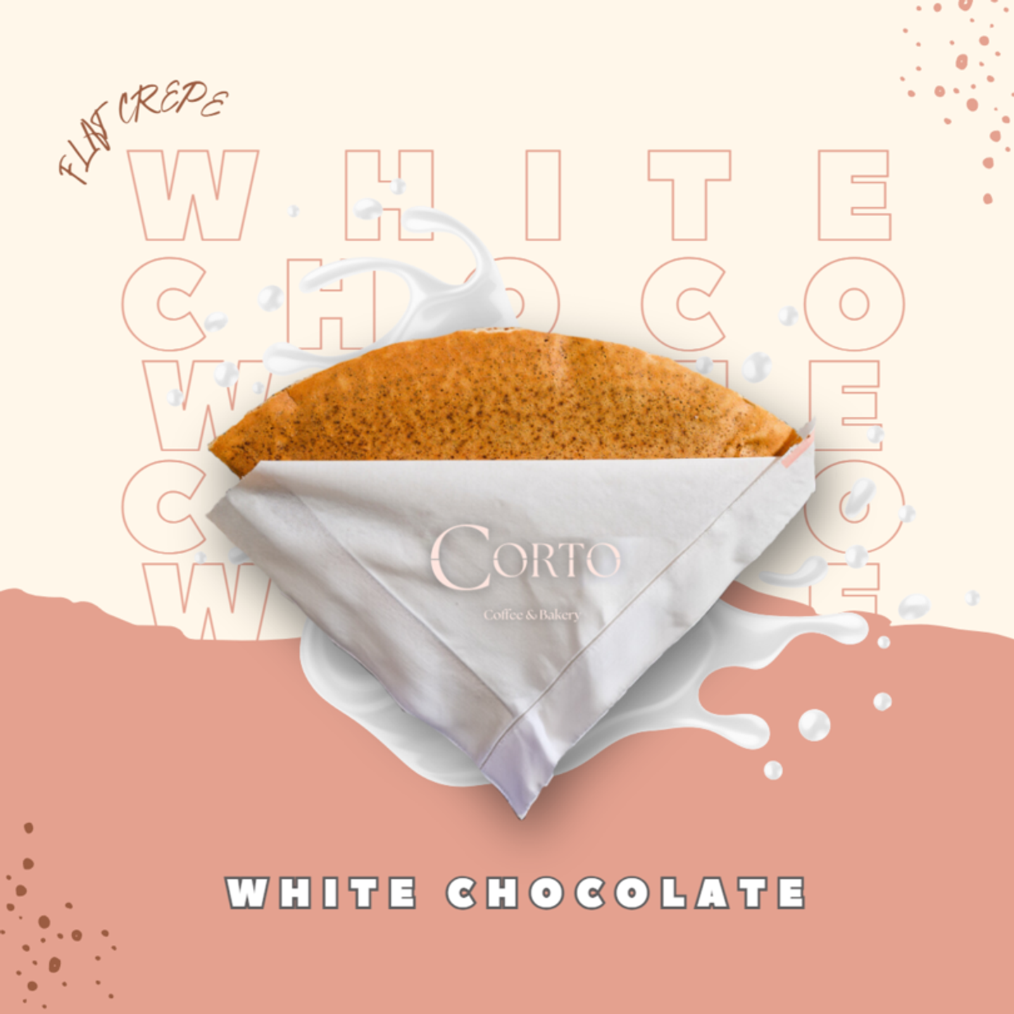 فلات كريب مقرمش بصوص الشوكليت الأبيض