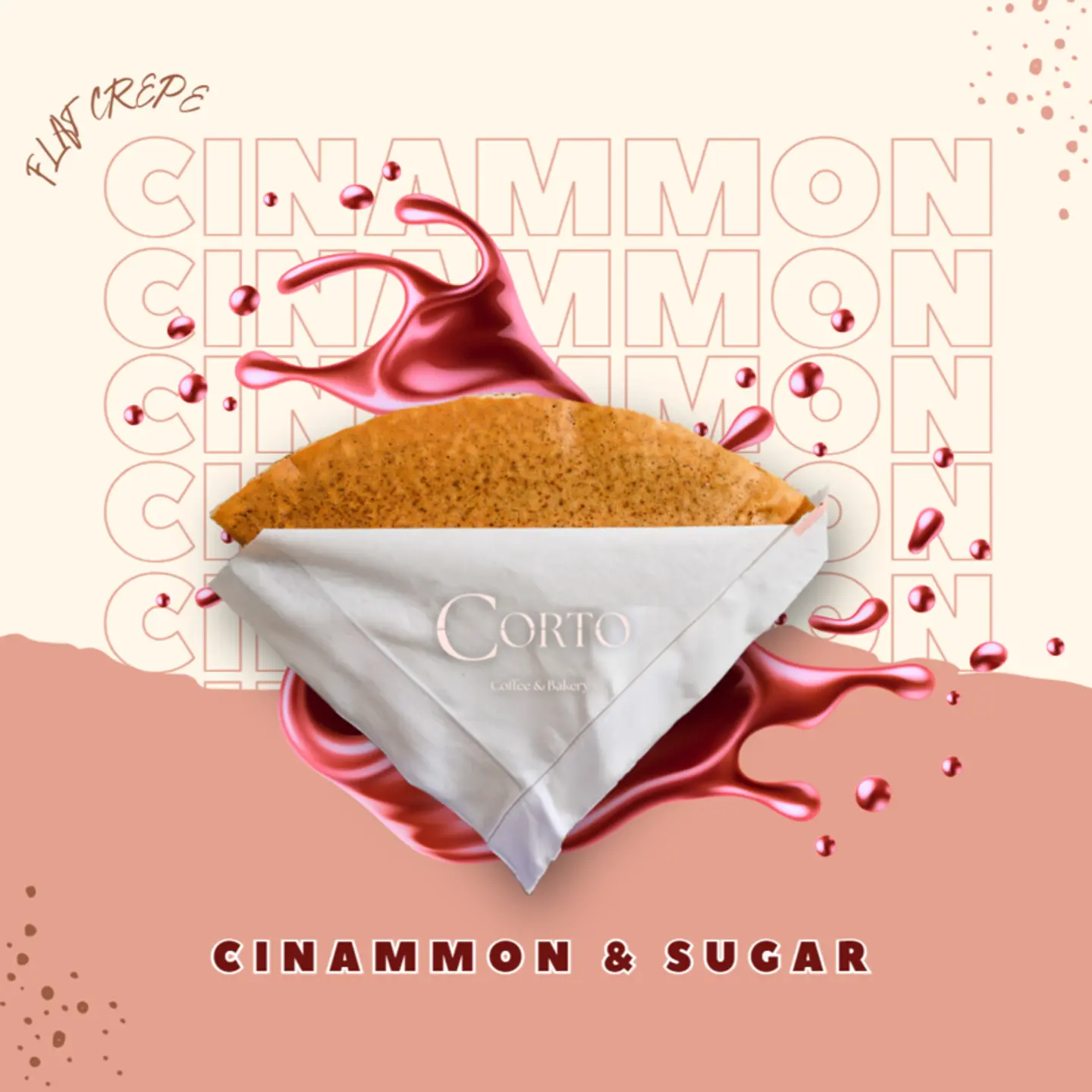 فلات كريب مقرمش بالسكر و القرفة