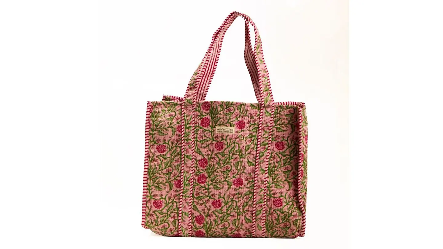 Deep Pink Leaf Tote