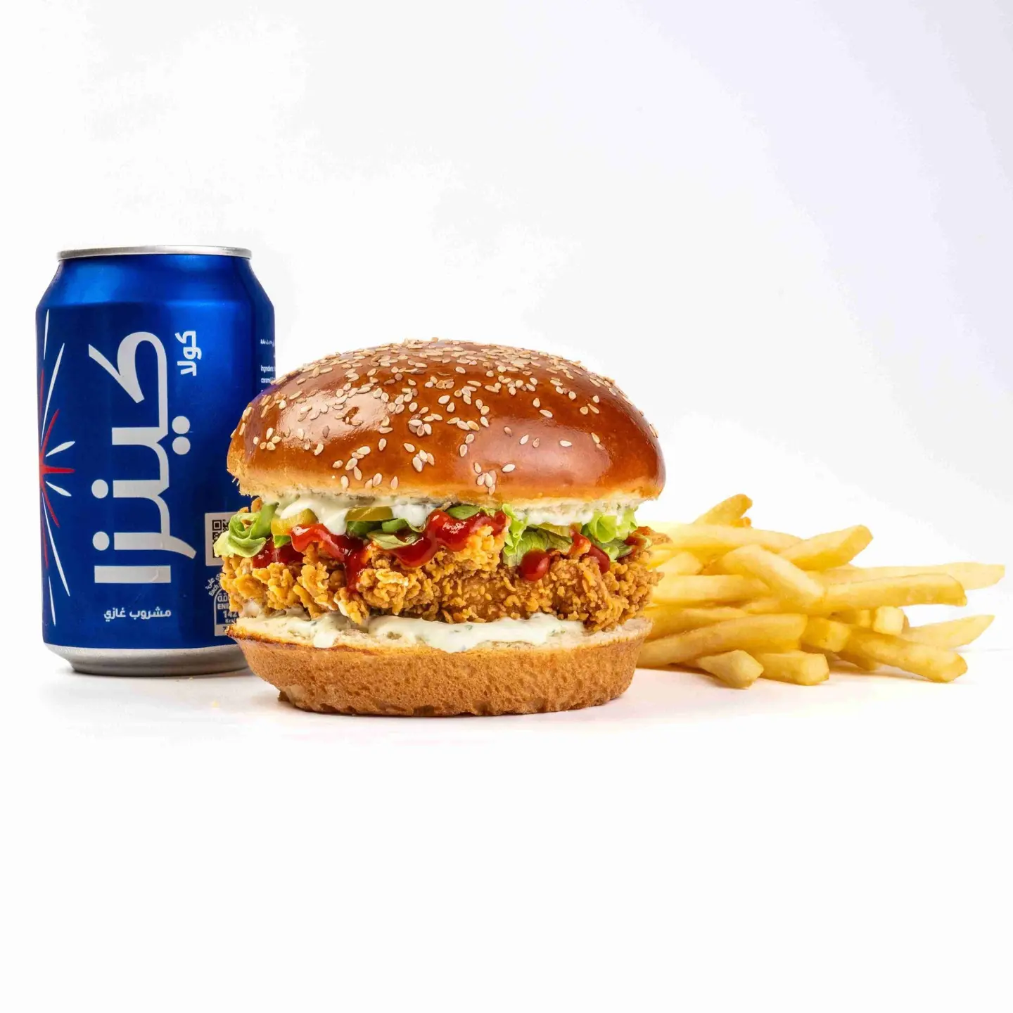 وجبة برجر دجاج حراق