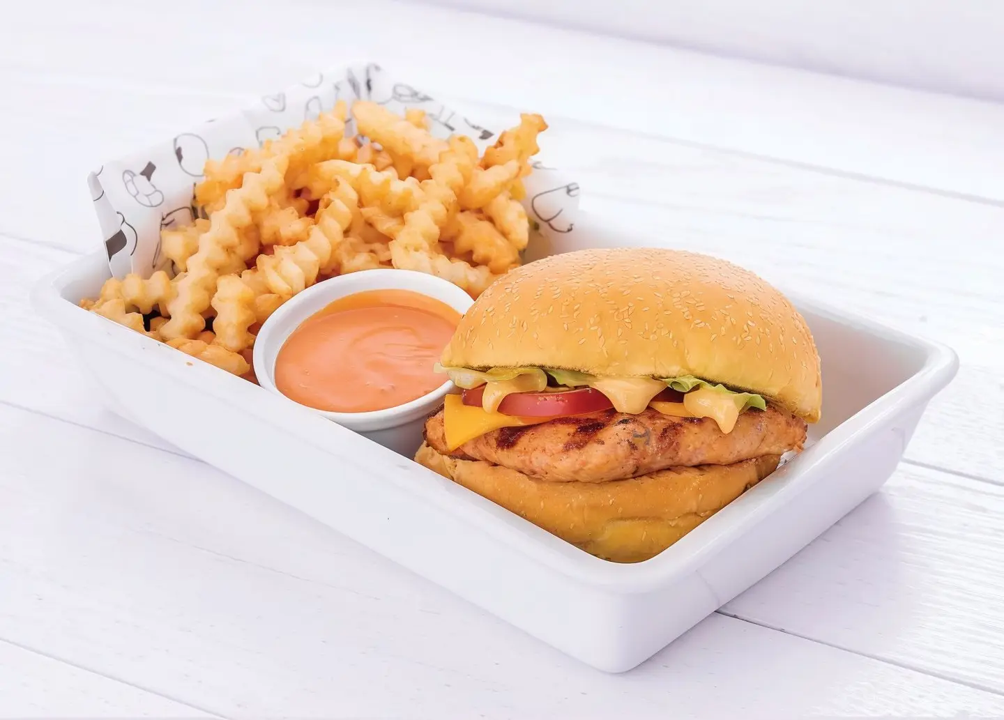 وجبة برجر الدجاج المشوي