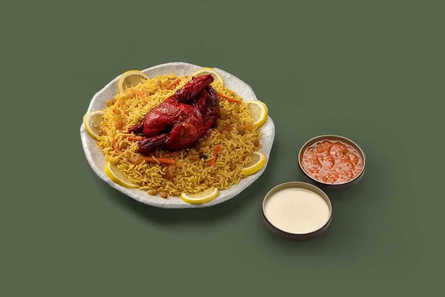 نصف دجاجة شواية مع أرز