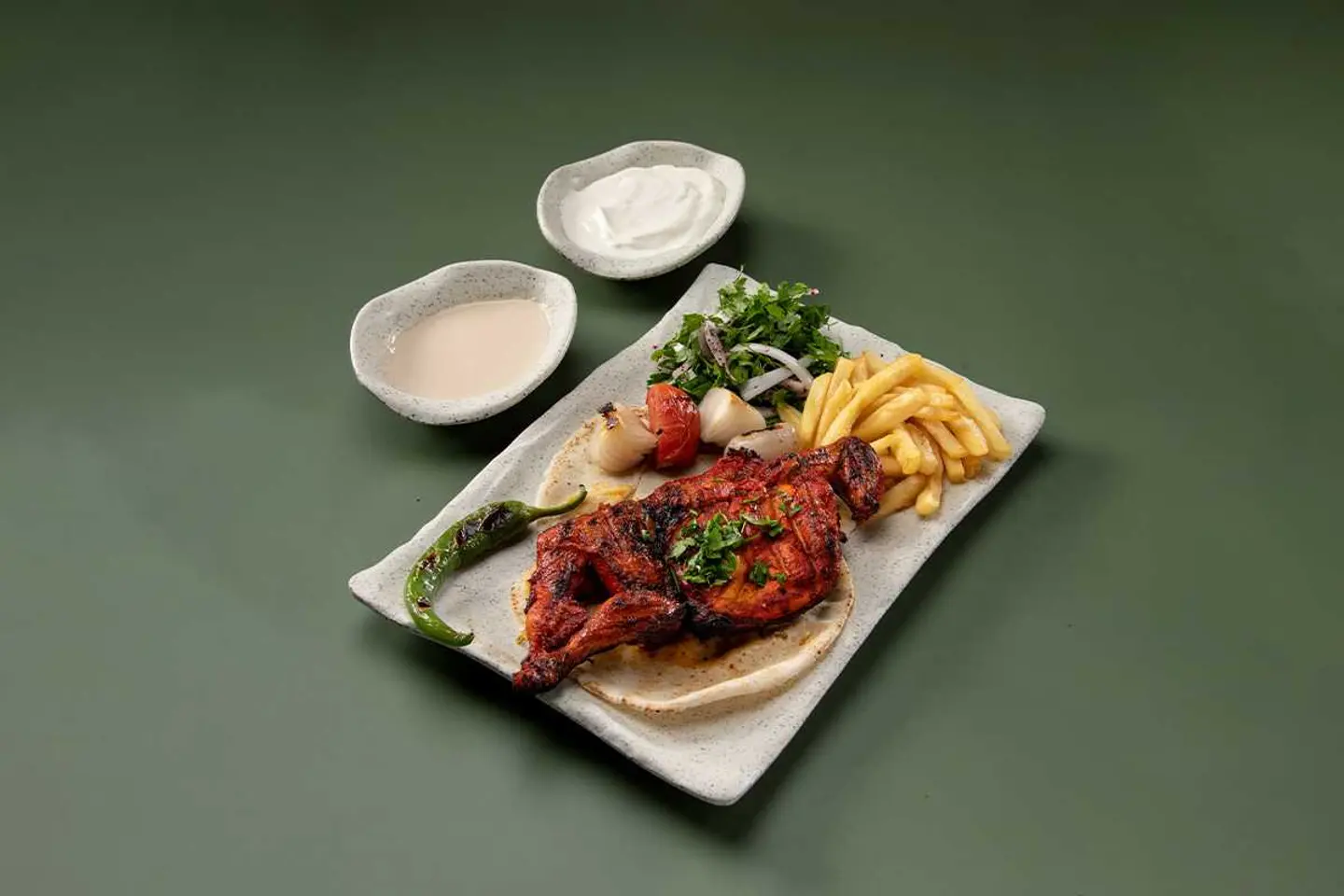 نصف دجاجة على الفحم سادة