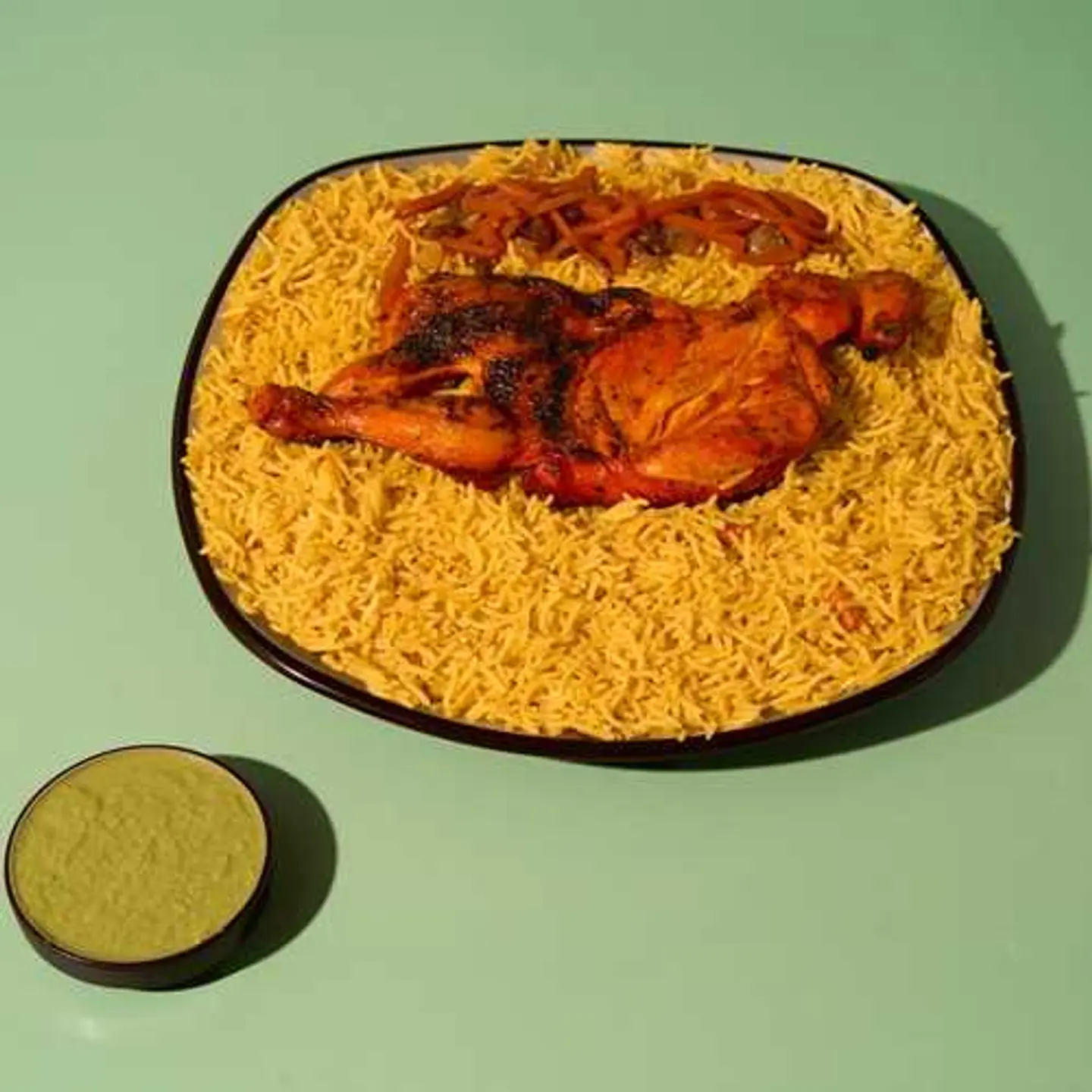 Half Grilled Charcoal Chicken With Rice