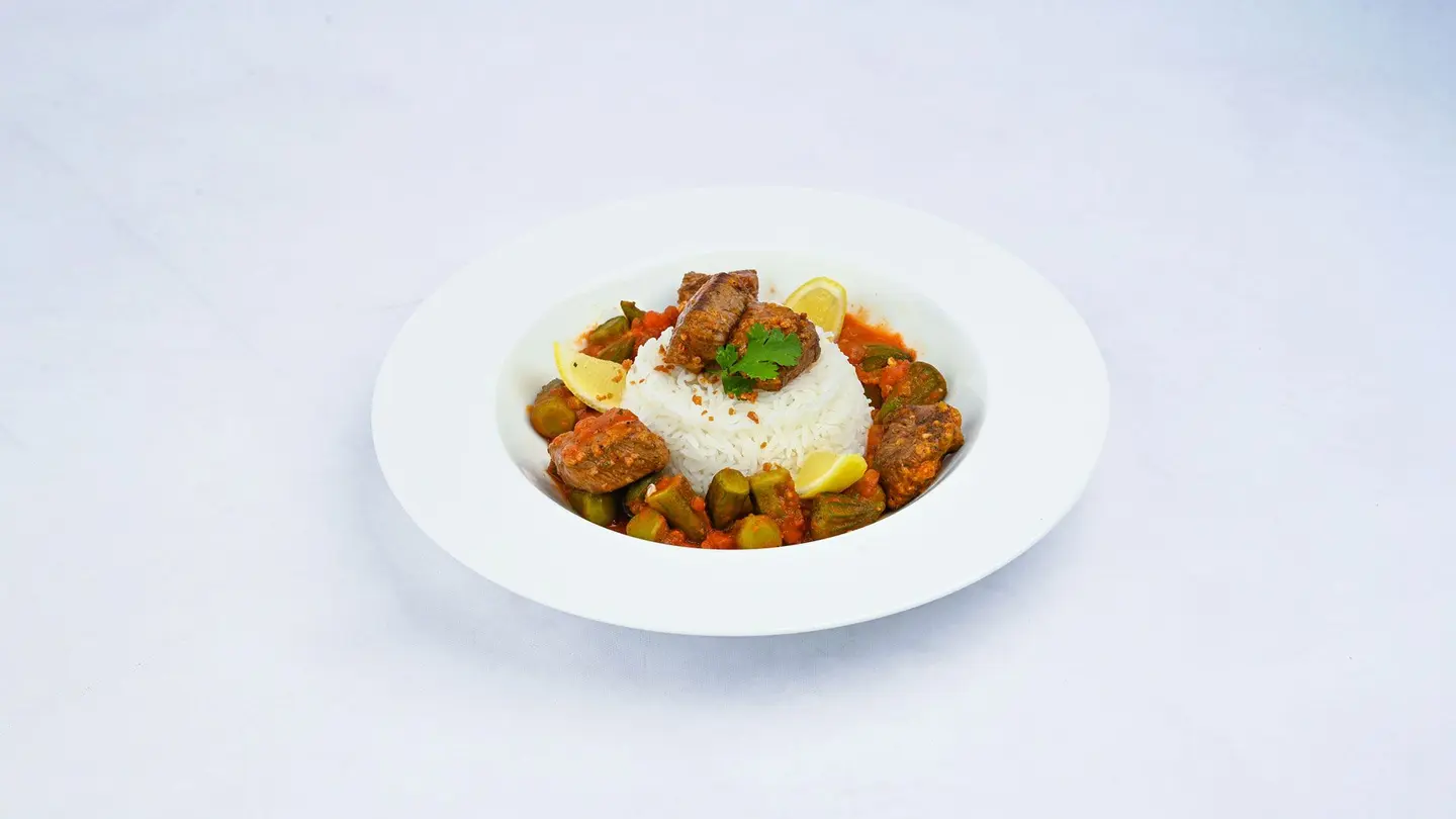 Okra Stew Meat With Rice