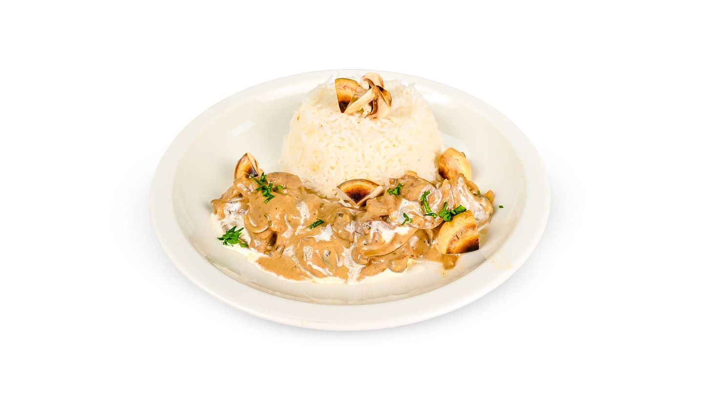 Creamy Beef & Mushroom Stroganoff With Rice