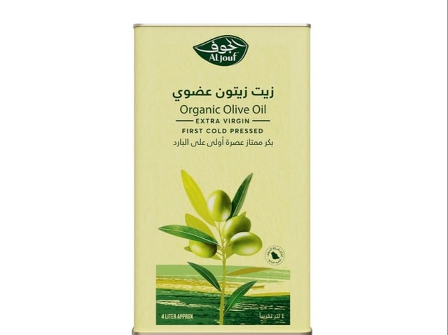 Al Jawf Organic First Press Olive Oil, 4 Liters