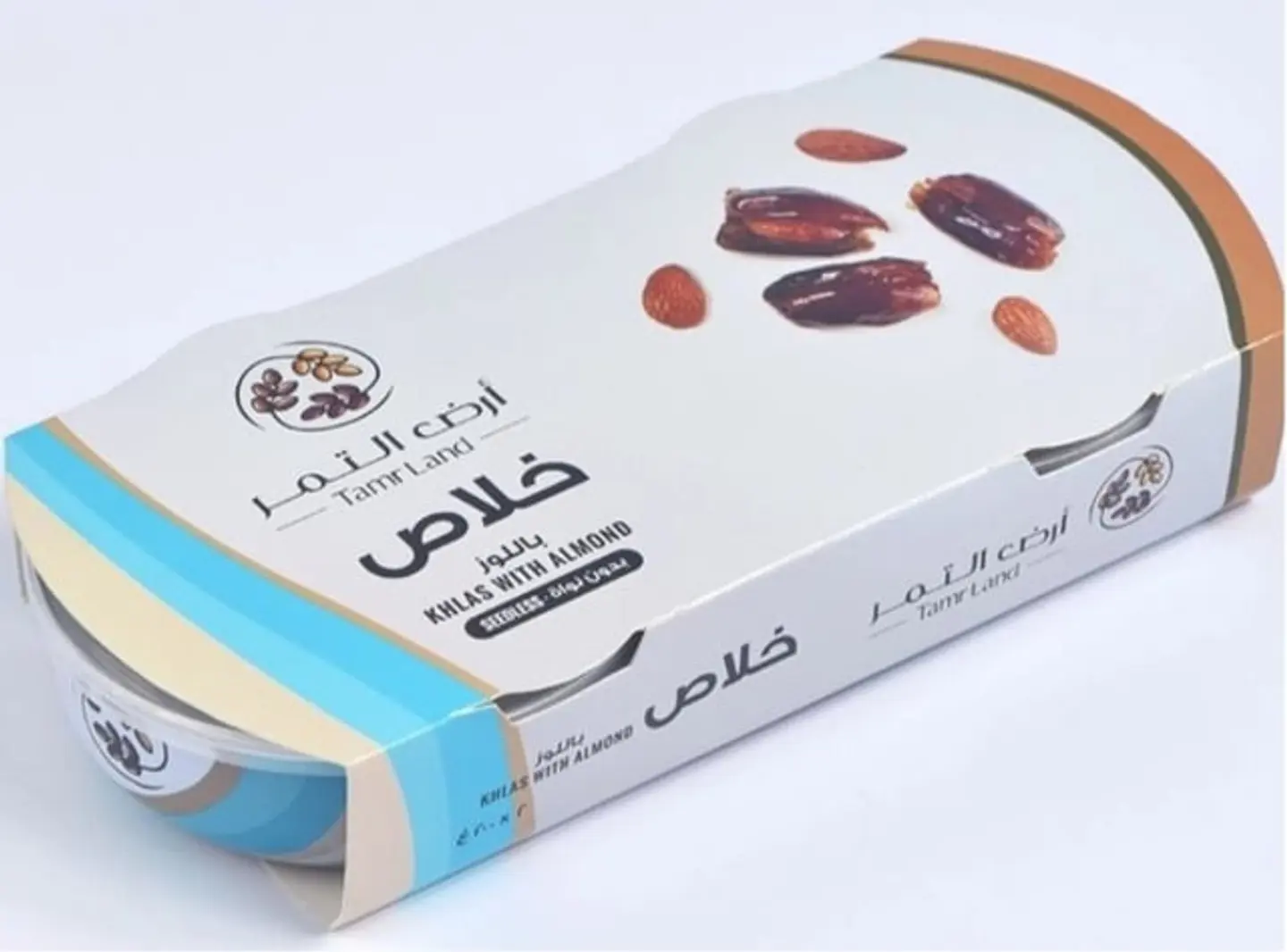 تمر خلاص باللوز منزوع النوى 2 علب معدنية