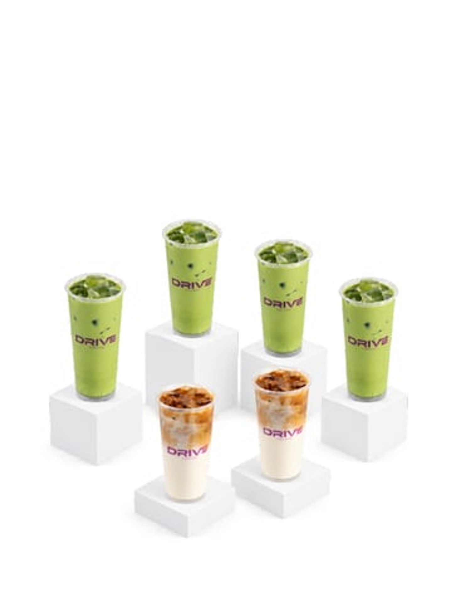 2 Ice Spinach Latte 16 Oz & 4 Matcha