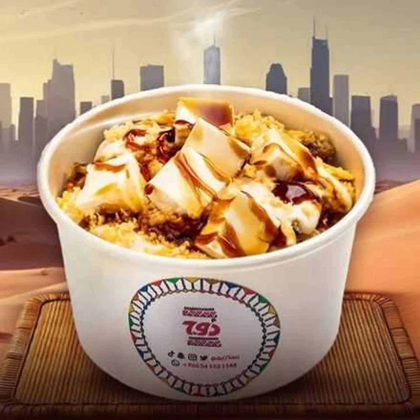 Doha Fatta Box With A Box Of Jazani Potatoes And A Box Of Roll Coats