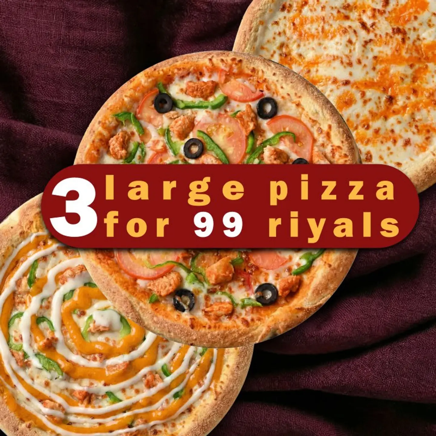 عرض 3 بيتزا كبير بـ 99 ريال