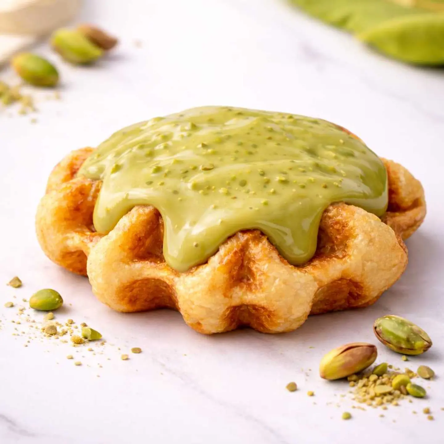 وافل بلجيكي بصوص الفستق