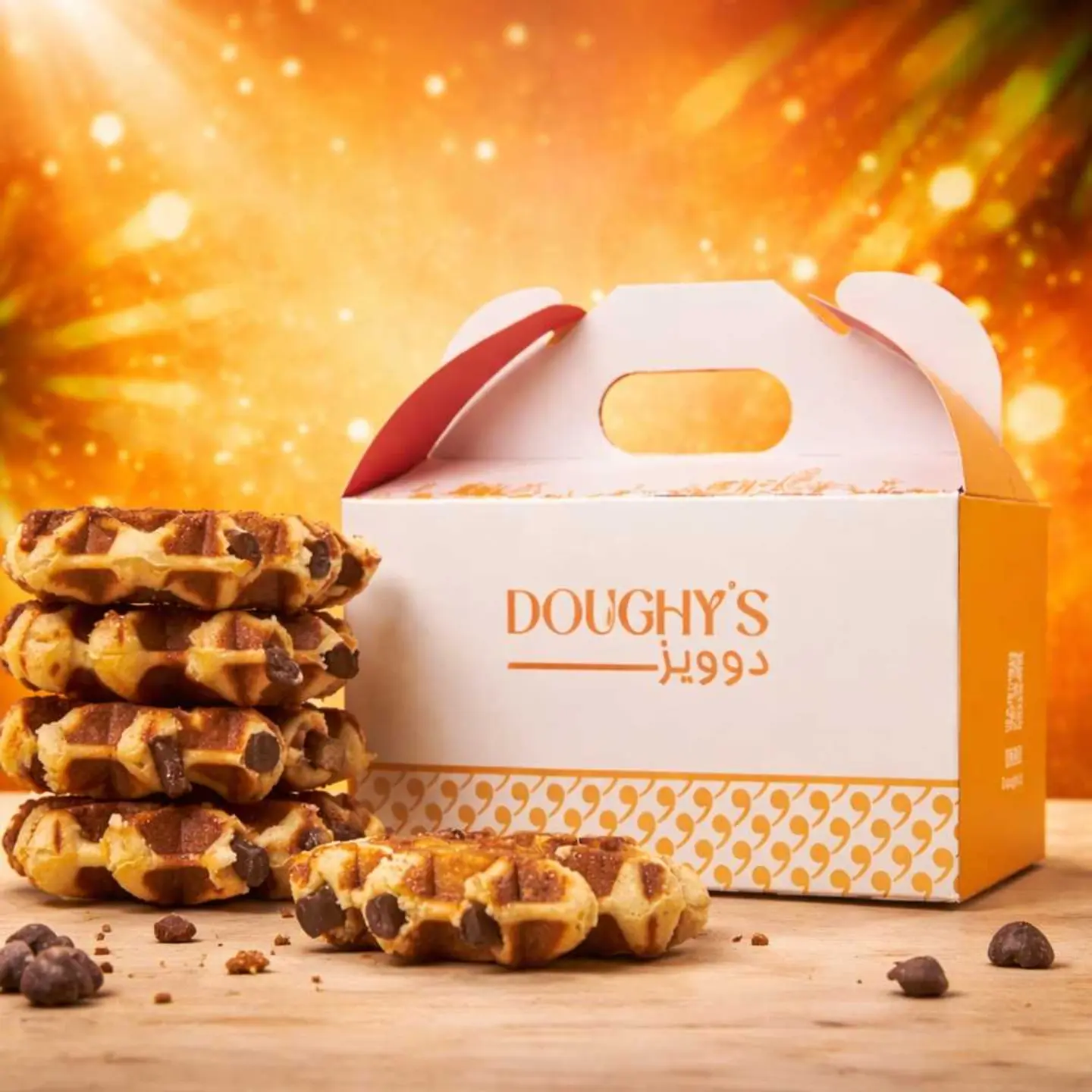 A Box Of 5 Choco Belgian Waffles